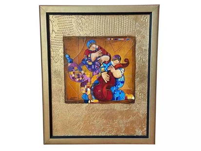 LRG ORIG OIL MUSICAL DUET PAINTING W 24KT DORIT LEVI!: LRG ORIG OIL MUSICAL DUET PAINTING W 24KT DORIT LEVI! The Following Item we are Offering is An Outstanding Rare Edition Original Oil Painting on Canvas. Exclusively done for our gallery by Artist Dori