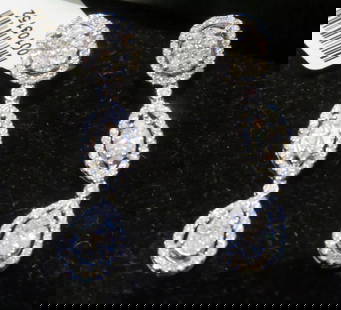 18KT GOLD LARGE DIAMOND DRESSY DANGLE EARRINGS: 18KT GOLD LARGE DIAMOND DRESSY DANGLE EARRINGS The Following Item we are offering is this Rare IMPORTANT SPECTACULAR 18KT GOLD LADY'S FULL CUT BRILLIANT LARGE DIAMOND DANGLE EARRINGS. EARRINGS ARE