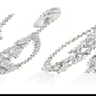 18KT GOLD GORGEOUS FANCY F COLOR DIAMOND DANGLE EARRINGS: 18KT GOLD GORGEOUS FANCY F COLOR DIAMOND DANGLE EARRINGS The Following Items we are offering is a Rare Important Radiant Pair of 18KT Gold Gorgeous Elegant Dangle Fancy White Diamond Dangle