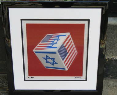 LTD EDITION DANIEL 3D AMERICAN ISRAELI FLAG: LTD EDITION DANIEL 3D AMERICAN ISRAELI FLAG The Following Item we are Offering is A RARE EXQUISITE 3D Lenticular 6/ 77 LIMITED EDITION Masterpiece showing an Israeli Flag and American Flag United.