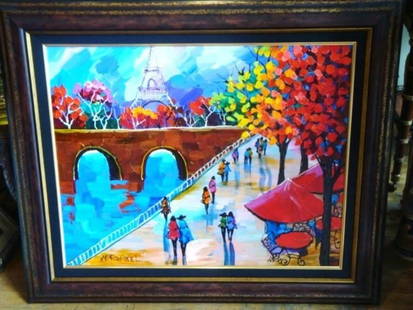  LARGE ORIG PARIS LANDSCAPE PAINTING YANA RAFAEL UKRAINE!!!: LARGE ORIG PARIS LANDSCAPE PAINTING YANA RAFAEL UKRAINE!!! LARGE ORIG PARIS LANDSCAPE PAINTING YANA RAFAEL UKRAINE!!! MAGNIFICENT LARGE ORIG PARIS LANDSCAPE PAINTING YANA RAFAEL UKRAINE