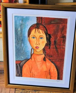 IMPORTANT AMADEO MODIGLIANI LITHOGRAPH OF GIRL: IMPORTANT AMADEO MODIGLIANI LITHOGRAPH OF GIRL IMPORTANT AMADEO MODIGLIANI LITHOGRAPH OF GIRL The Following Item we are Offering is A RARE EXQUISITE AMEDEO MODIGLIANI (Italian, 1884-1920) LIMITED EDIT