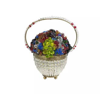 4500 LOVELY LARGE HEAVY PRIVATE ESTATE CZECHOLOVAKIAN GLASS BRONZE FRUIT LAMP: 4500 LOVELY LARGE HEAVY PRIVATE ESTATE CZECHOLOVAKIAN GLASS BRONZE FRUIT LAMP ! LIQUIDATION CLEARANCE!!! A Magnificent Rare Important Antique Bohemian Czechoslovakian beaded glass fruit lamp, circa 19