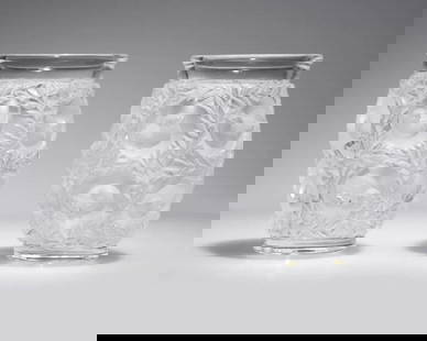 MAGNIFICENT ESTATE LALIQUE BIRDS VASES: MAGNIFICENT ESTATE LALIQUE BIRDS VASES The Following Items we are offering are a Pair of Rare Important Lalique Birds Vases. Signed Lalique, France on bottom. Will provide certified appraisals for the