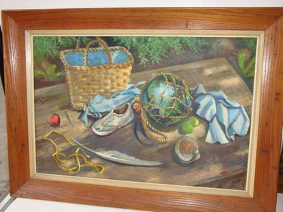 ORIG FRAMED OIL HAMPTONS LONG ISLAND THINGS FOR BEACH PAINTING DOROTHY GRAHAM!!!: ORIG FRAMED OIL HAMPTONS LONG ISLAND THINGS FOR BEACH PAINTING DOROTHY GRAHAM!!! ORIGINAL FRAMED HAMPTONS LONG ISLAND THINGS FOR BEACH PAINTING, DOROTHY GRAHAM