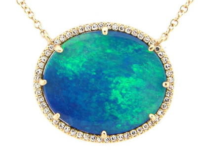 GORGEOUS 14KT BLACK OPAL DIAMOND ADJUSTABLE PENDANT NECKLACE: GORGEOUS 14KT BLACK OPAL DIAMOND ADJUSTABLE PENDANT NECKLACE GORGEOUS 14KT BLACK OPAL DIAMOND ADJUSTABLE PENDANT NECKLACE The Following Items we are offering is a Rare Important Spectacular and Brilli