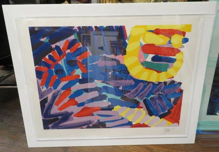 BEAUTIFUL IMPORTANT RARE ORIGINAL KAREL APPEL LITHOGRAPH ETCHING FROM LONDON: BEAUTIFUL IMPORTANT RARE ORIGINAL KAREL APPEL LITHOGRAPH ETCHING FROM LONDON The Following Item we are Offering is A RARE EXQUISITE 3D OP ART ORIGINAL LITHOGRAPH MASTERPIECE IN COLORS ON WOVEN PAPER B