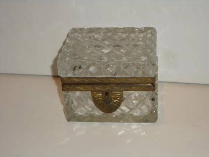 19THC ANTIQUE EUROPEAN HAND CUT LIDDED CRYSTAL BOX: 19THC ANTIQUE EUROPEAN HAND CUT LIDDED CRYSTAL BOX STERLING SILVER ROCOCO HAMMERED FRAME W/ CHERUB ENGLAND Search LAST CALL, LAST CHANCE