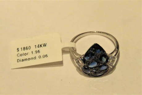 14KT GOLD VENETIAN DECO STYLE GORGEOUS DIAMOND SAPPHIRE RING: 14KT GOLD VENETIAN DECO STYLE GORGEOUS DIAMOND SAPPHIRE RING The Following Items we are offering is a Rare Important Radiant 14KT WHITE GOLD LARGE SAPPHIRE AND VENETIAN DECO STYLE RING. Ring is
