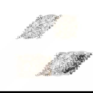18KT GOLD RARE FANCY ROUND DIAMOND STUD EARRINGS: 18KT GOLD RARE FANCY ROUND DIAMOND STUD EARRINGS The Following Item we are offering are these Beautiful Important Rare 18KT White Gold Brilliant Large Round Diamond Stud Earrings. Each Earring is