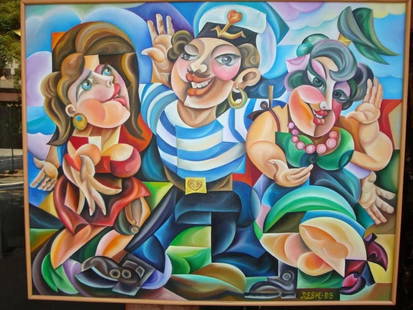 FRAMED ORIGINAL RUSSIAN PAINTING BY TWO ARTISTS RESH YOSEV REZNIKOV OLEG SHKRED: FRAMED ORIGINAL RUSSIAN PAINTING BY TWO ARTISTS RESH YOSEV REZNIKOV OLEG SHKRED FRAMED ORIGINAL RUSSIAN PAINTING BY TWO ARTISTS, RESH Search Measurements: 36" H x 43" A Resnikov Yosef For thirty