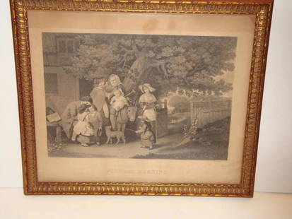 19TH C CHURCH SUNDAY MORNING ENGRAVING, JOHN SARTAIN PHILADELPHIA!: 19TH C CHURCH SUNDAY MORNING ENGRAVING, JOHN SARTAIN PHILADELPHIA! The Following Item we are offering is A Museum Quality 19th Century Original Engraving by American Artist John Sartain, Philadephia.
