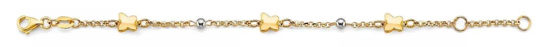 NEW 14K TWO TONE GOLD BUTTERFLY BABY BRACELET: NEW 14K TOW TONE GOLD BUTTERFLY BABY BRACELET 14K TOW TONE GOLD NEW BUTTERFLY BABY BRACELET WEIGHT: 1.9 g