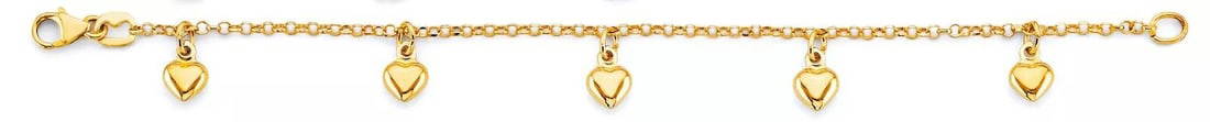 NEW 14K YELLOW GOLD HEART CHARM BABY BRACELET: NEW 14K YELLOW GOLD HEART CHARM BABY BRACELET 14K YELLOW GOLD NEW HEART CHARM BABY BRACELET WEIGHT: 2.5g