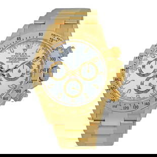 ROLEX 18K YELLOW GOLD 40MM ROLEX DAYTONA WHITE 116528 BOX WARRANTY MINTY: ROLEX 18K YELLOW GOLD 40MM ROLEX DAYTONA WHITE 116528 BOX WARRANTY MINTY Pre-Owned Gent's 18K Yellow Gold 40mm Rolex "Daytona" Automatic Cosmograph Pre-Owned Gent's 18K Yellow Gold 40mm Rolex "Daytona