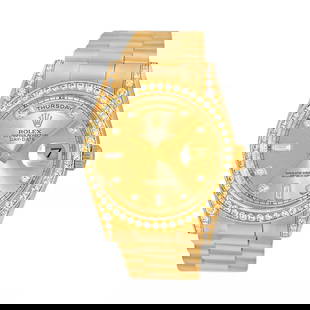 ROLEX 18K YELLOW GOLD 36MM DIAMOND DAY DATE PRESIDENT 118338 BOX WARRANTY MINTY: ROLEX 18K YELLOW GOLD 36MM DIAMOND DAY DATE PRESIDENT 118338 BOX WARRANTY MINTY ROLEX 18K Yellow Gold 36mm Day Date President 118338 Box Warranty MINTY Pre-Owned Gent's 18K Yellow Gold 36mm Rolex Day-