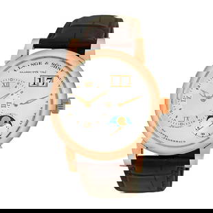 A. LANGE & SÖHNE 18K ROSE GOLD 38.5MM LANGE 1 MOON PHASE 109.032 BOX WARRANTY: A. LANGE & SÖHNE 18K ROSE GOLD 38.5MM LANGE 1 MOON PHASE 109.032 BOX WARRANTY A. Lange & Söhne 18K Rose Gold 38.5mm Lange 1 Moon Phase 109.032 Box Warranty MINTY Gent's 18K Rose Gold 38.5mm A.