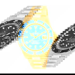 ROLEX 18K YELLOW GOLD 40MM SUBMARINER BLUE DIAL 16618 BOX WARRANTY: ROLEX 18K YELLOW GOLD 40MM SUBMARINER BLUE DIAL 16618 BOX WARRANTY ROLEX 18K Yellow Gold 40mm Submariner Date Blue Dial 16618 Box Warranty Pre-Owned Gent's 18K Yellow Gold 40mm Rolex "Submariner"