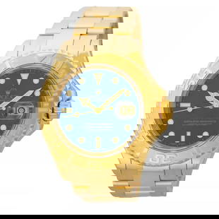 ROLEX 18K YELLOW GOLD 40MM YACHTMASTER BLUE DIAL 16628 WARRANTY PAPERS 2000 BOX: ROLEX 18K YELLOW GOLD 40MM YACHTMASTER BLUE DIAL 16628 WARRANTY PAPERS 2000 BOX ROLEX 18K Yellow Gold 40mm "Yacht-Master" 16628 Warranty Box Pre-Owned Gent's 18K Yellow Gold 40mm Rolex