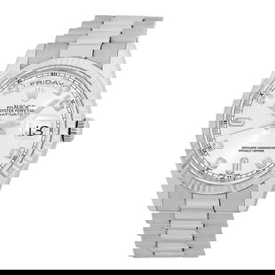 ROLEX 18K WHITE GOLD 36MM DAY DATE PRESIDENT FACTORY DIAMOND # 118239 WARRANTY: ROLEX 18K WHITE GOLD 36MM DAY DATE PRESIDENT FACTORY DIAMOND # 118239 WARRANTY ROLEX 18K White Gold 36mm Day Date President Factory Diamond # 118239 Warranty Gent's 18K White Gold 36mm Rolex Day-Date