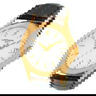 PATEK PHILIPPE 18K YELLOW GOLD CALATRAVA TAILLE 5107 J WARRANTY BOX 5107-J MINTY: PATEK PHILIPPE 18K YELLOW GOLD CALATRAVA TAILLE 5107 J WARRANTY BOX 5107-J MINTY PATEK PHILIPPE 18K Yellow Gold Calatrava Taille # 5107 J Warranty Box 5107-J Gent's 18K Yellow Gold Patek Philippe Ref.