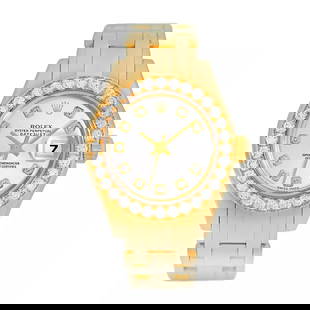 ROLEX 18K YELLOW GOLD 29MM MASTERPIECE 80298 DIAMONDS BOX WARRANTY MINTY: ROLEX 18K YELLOW GOLD 29MM MASTERPIECE 80298 DIAMONDS BOX WARRANTY MINTY ROLEX 18K Yellow Gold Masterpiece 80298 Factory Diamonds Box MINTY Pre-Owned Lady's 18K Yellow Gold 29mm Rolex Diamond "Masterp