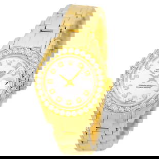 ROLEX 18K YELLOW GOLD MASTERPIECE PEARLMASTER FACTORY DIAMOND 69298 BOX MINTY: ROLEX 18K YELLOW GOLD MASTERPIECE PEARLMASTER FACTORY DIAMOND 69298 BOX MINTY ROLEX 18K Yellow Gold Masterpiece Pearlmaster Factory Diamonds 69298 Pre-Owned Lady's 18K Yellow Gold Diamond Rolex