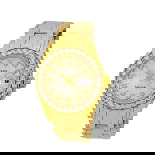 ROLEX 18K YELLOW GOLD MASTERPIECE PEARLMASTER FACTORY DIAMOND 69298 BOX MINTY: ROLEX 18K YELLOW GOLD MASTERPIECE PEARLMASTER FACTORY DIAMOND 69298 BOX MINTY ROLEX 18K Yellow Gold Masterpiece Pearlmaster Factory Diamonds 69298 Pre-Owned Lady's 18K Yellow Gold Diamond Rolex "Diamo