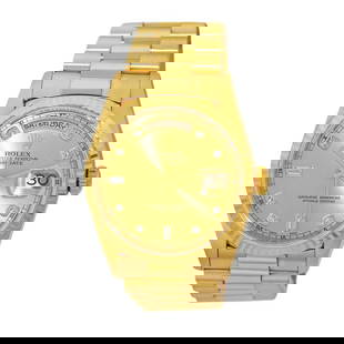 ROLEX 18K YELLOW GOLD 36MM DAY DATE PRESIDENT FACTORY DIAMOND 18238 BOX WARRANTY: ROLEX 18K YELLOW GOLD 36MM DAY DATE PRESIDENT FACTORY DIAMOND 18238 BOX WARRANTY ROLEX 18K Yellow Gold 36mm Day Date President Factory Diamonds Dial Warranty 18238 Gent's 18K Yellow Gold 36mm Rolex Da