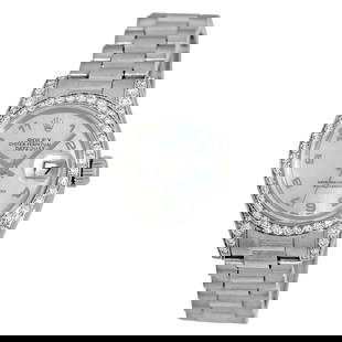 ROLEX 18K WHITE GOLD PRESIDENT CROWN COLLECTION FACTORY DIAMOND 179159 BOX MINTY: ROLEX 18K WHITE GOLD PRESIDENT CROWN COLLECTION FACTORY DIAMOND 179159 BOX MINTY ROLEX 18K White Gold President Crown Collection Factory Diamond # 179159 Box New Style Lady's 18K White Gold Rolex Diam
