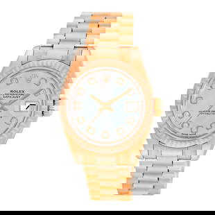 ROLEX 18K ROSE PINK GOLD 26MM PRESIDENT MOTHERPEARL DIAMOND 179175 BOX WARRANTY: ROLEX 18K ROSE PINK GOLD 26MM PRESIDENT MOTHERPEARL DIAMOND 179175 BOX WARRANTY ROLEX Lady's 18K Rose Gold 26mm "President" 179175 Pre-Owned Lady's 18K Rose Gold 26mm Rolex "President" Brand: Rolex Mo