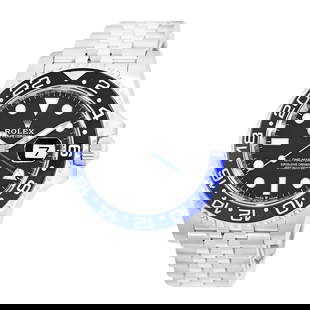 ROLEX STAINLESS STEEL 40MM GMT MASTER II BATGIRL 126710BLNR BOX WARRANTY 2020: ROLEX STAINLESS STEEL 40MM GMT MASTER II BATGIRL 126710BLNR BOX WARRANTY 2020 ROLEX Stainless Steel 40mm GMT Master II Batgirl 126710BLNR Box Warranty 2020 Pre-owned Gent's Stainless Steel 40mm Rolex