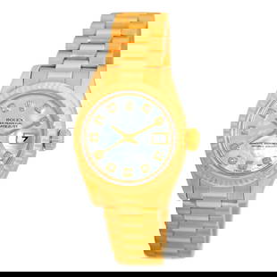 ROLEX 18K YELLOW GOLD 26MM PRESIDENT MOTHER OF PEARL DIAMOND 179178 BOXWARRANTY: ROLEX 18K YELLOW GOLD 26MM PRESIDENT 179178 BOX WARRANTY ROLEX Lady's 18K Yellow Gold 26mm "President" 179178 Certified Pre-Owned Lady's 18K Yellow Gold 26mm Rolex "President" Brand: Rolex Model: Date