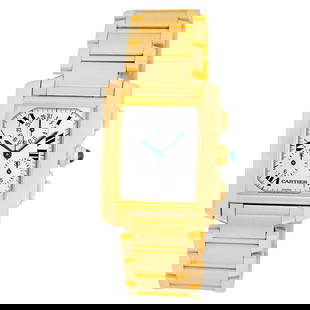 CARTIER 18K YELLOW GOLD TANK FRANCAISE CHRONOGRAPH CHRONOREFLEX BOX WARRANTY: CARTIER 18K YELLOW GOLD TANK FRANCAISE CHRONOGRAPH CHRONOREFLEX BOX WARRANTY CARTIER 18K Yellow Gold Tank Francaise Chronograph Chronoreflex Box Warranty Gent's 18K Yellow Gold Cartier Chronoflex "Tan