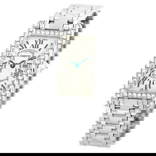 CARTIER 18K WHITE GOLD TANK AMERICAN FACTORY DIAMONDS AMERICAINE BOX WARRANTY: CARTIER 18K WHITE GOLD TANK AMERICAN FACTORY DIAMONDS AMERICAINE BOX WARRANTY CARTIER 18K White Gold Tank American Factory Diamonds Americaine Box Warranty Lady's 18K White Gold Cartier Diamond "Tank