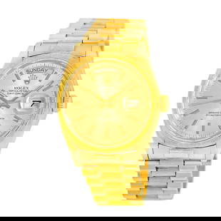 ROLEX  18K YELLOW GOLD 36MM BARK-FINISH DAY-DATE PRESIDENT 18078 BOX WARRANTY: ROLEX 18K YELLOW GOLD 36MM BARK-FINISH DAY-DATE PRESIDENT 18078 BOX WARRANTY ROLEX 18K Yellow Gold 36mm Bark-finish Day-Date "President" Pre-Owned Gent's 18K Yellow Gold 36mm Rolex Bark-finish Day-Dat