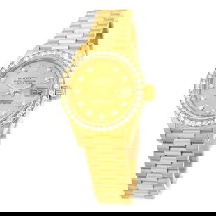 ROLEX 18K YELLOW GOLD 26MM DIAMOND DATEJUST PRESIDENT 79138 BOX LIFETIMWARRANTY: ROLEX 18K YELLOW GOLD 26MM DIAMOND DATEJUST PRESIDENT 79138 BOX LIFETIMWARRANTY ROLEX Lady's 18K Yellow Gold 26mm Datejust "President" 79138 Pre-Owned Lady's 18K Yellow Gold 26mm Rolex "President" Bra