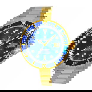 ROLEX STEEL & 18K YELLOW GOLD 40MM SUBMARINER 16613 BOX 2005 WARRANTY MINTY: ROLEX STEEL & 18K YELLOW GOLD 40MM SUBMARINER 16613 BOX 2005 WARRANTY MINTY ROLEX Stainless Steel & 18K Yellow Gold 40mm Submariner Blue 16613 Box Warranty Pre-Owned Gent's Stainless Steel & 18K