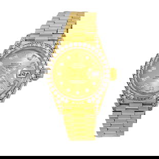 ROLEX LADY 18K YELLOW GOLD FACTORY DIAMOND PRESIDENT 69158 BOX WARRANTY MINTY: ROLEX LADY 18K YELLOW GOLD FACTORY DIAMOND PRESIDENT 69158 BOX WARRANTY MINTY ROLEX Lady Crown Collection 18K Yellow Gold Factory Diamond President 69158 Box Warranty MINTY Pre-Owned Lady's 18K Yellow