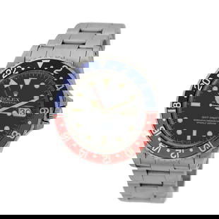 ROLEX VINTAGE ORIGINAL STAINLESS STEEL 40MM GMT MASTER PEPSI 16750 BOX WARRANTY: ROLEX VINTAGE ORIGINAL STAINLESS STEEL 40MM GMT MASTER PEPSI 16750 BOX WARRANTY ROLEX Vintage Stainless Steel 40mm "GMT Master Pepsi" 16750 Vintage Gent's Stainless Steel 40mm Rolex "GMT Master Pepsi"