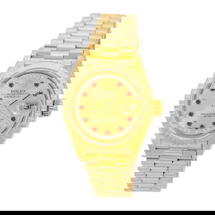 ROLEX 18K YELLOW GOLD 26MM PRESIDENT FACTORY DIAMOND & RUBY DIAL 69178 BOX: ROLEX 18K YELLOW GOLD 26MM PRESIDENT FACTORY DIAMOND & RUBY DIAL 69178 BOX ROLEX 18K Yellow Gold 26mm President Factory Diamond & Ruby String Dial 69178 BOX Pre-Owned Lady's 18K Yellow Gold 26mm Rolex