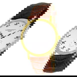 PATEK PHILIPPE 18K YELLOW GOLD CALATRAVA 3919 J BOX WARRANTY 3919-J MINTY: PATEK PHILIPPE 18K YELLOW GOLD CALATRAVA 3919 J BOX WARRANTY 3919-J MINTY PATEK PHILIPPE 18K Yellow Gold Calatrava 3919 J Box Warranty 3919-J MINTY Gent's 18K Yellow Gold Patek Philippe "Calatrava" #