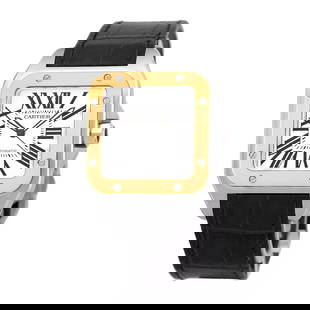CARTIER  STAINLESS STEEL & 18K YELLOW GOLD 38MM SANTOS 100 W20072X7 BOX WARRANTY: CARTIER STAINLESS STEEL & 18K YELLOW GOLD 38MM SANTOS 100 W20072X7 BOX WARRANTY CARTIER Stainless Steel & 18K Yellow Gold 38mm "Santos 100" Box Warranty MINTY Gent's Stainless Steel & 18K Yellow Gold