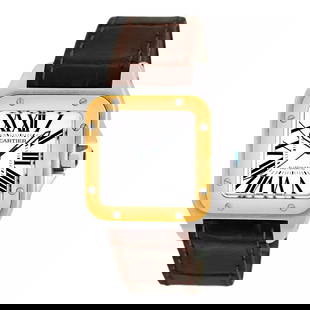 CARTIER  STAINLESS STEEL & 18K YELLOW GOLD 38MM SANTOS 100 W20077X7-2656 BOX: CARTIER STAINLESS STEEL & 18K YELLOW GOLD 38MM SANTOS 100 W20077X7-2656 BOX CARTIER Stainless Steel & 18K Yellow Gold 38mm Santos 100 W20077X7-2656 Box Warranty Gent's Stainless Steel & 18K Yellow Gol