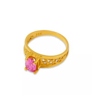 NEW 14K YELLOW GOLD KIDS CZ RING: NEW 14K YELLOW GOLD KIDS CZ RING 14K Yellow Gold Approx. 6mm [Center] High Polished/Cubic Zirconia Weight: 1.2 Grams