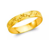 NEW 14K YELLOW GOLD 4MM STAR STAMPING WEDDING BAND