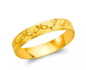 NEW 14K YELLOW GOLD 4MM STAR STAMPING WEDDING BAND