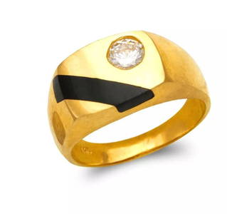 NEW 14K YELLOW GOLD MEN'S FULL CUT ONYX RING
