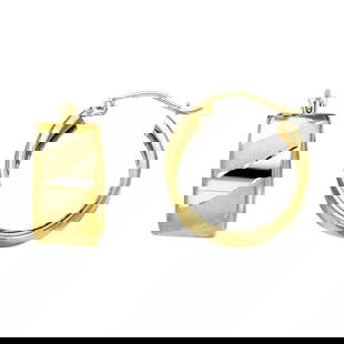 NEW 14K YELLOW GOLD ST WIDE DIAGONAL DC HOOP EARRINGS: NEW 14K YELLOW GOLD ST WIDE DIAGONAL DC HOOP EARRINGS 14K Yellow Gold NEW ST WIDE DIAGONAL DC HOOP EARRINGS WEIGHT: 2g