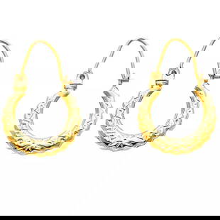 NEW 14K YELLOW GOLD FANCY HOLLOW HOOP EARRINGS: NEW 14K YELLOW GOLD FANCY HOLLOW HOOP EARRINGS 14K Yellow Gold NEW FANCY HOLLOW HOOP EARRINGS WEIGHT: 0.8g